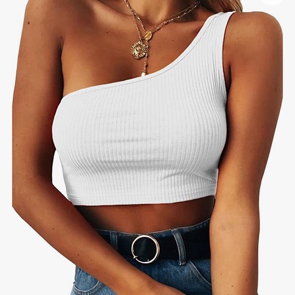 Prettoday Tops - Women's Sleeveless Crop Tops Sexy One Shoulder
